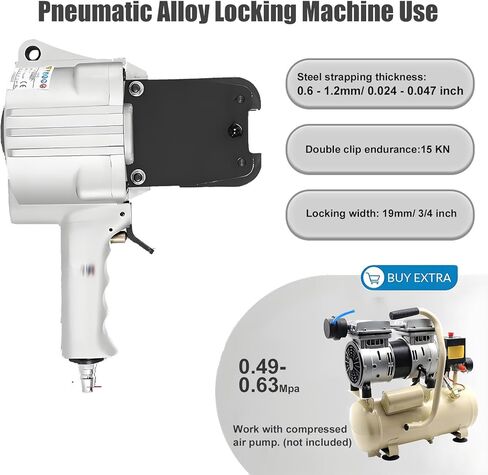 سدادة قاطعة وشد بتصميم منفصل، مكبس لأشرطة سمك 0.031-0.047 بوصة، جسم فولاذي مقاوم للسقوط، أداة ربط معدنية آلة ربط فولاذية تعمل بالهواء المضغوط (32 مم) in Kuwait
