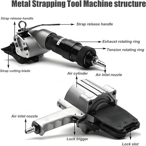 سدادة قاطعة وشد بتصميم منفصل، مكبس لأشرطة سمك 0.031-0.047 بوصة، جسم فولاذي مقاوم للسقوط، أداة ربط معدنية آلة ربط فولاذية تعمل بالهواء المضغوط (32 مم) in Kuwait