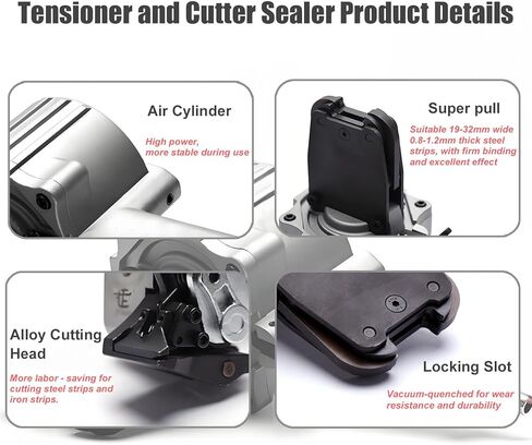 سدادة قاطعة وشد بتصميم منفصل، مكبس لأشرطة سمك 0.031-0.047 بوصة، جسم فولاذي مقاوم للسقوط، أداة ربط معدنية آلة ربط فولاذية تعمل بالهواء المضغوط (19 مم) in Kuwait