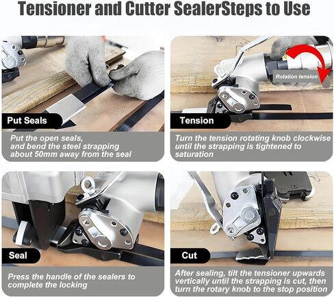 سدادة قاطعة وشد بتصميم منفصل، مكبس لأشرطة سمك 0.031-0.047 بوصة، جسم فولاذي مقاوم للسقوط، أداة ربط معدنية آلة ربط فولاذية تعمل بالهواء المضغوط (19 مم) in Kuwait