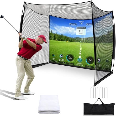Golf Net with Impact Screen, 11x8FT Spacious Golf Practice Net for Backyard, Heavy Duty Hitting Cage for Swing Driving, Indoor Outdoor Home Garage in Saudi Arabia
