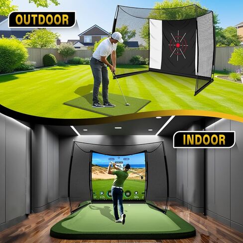 Golf Net with Impact Screen, 11x8FT Spacious Golf Practice Net for Backyard, Heavy Duty Hitting Cage for Swing Driving, Indoor Outdoor Home Garage in Saudi Arabia