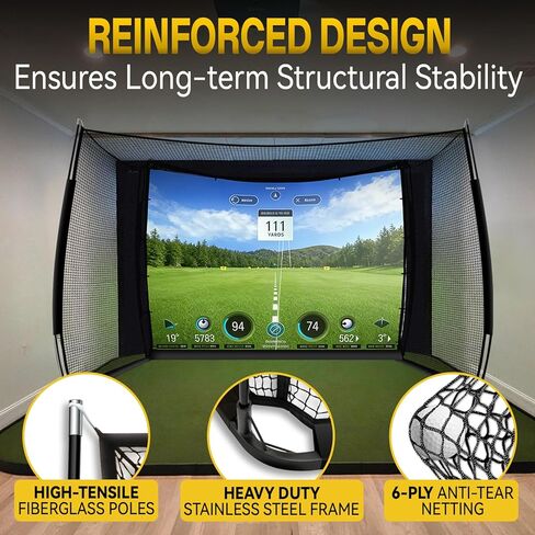 Golf Net with Impact Screen, 11x8FT Spacious Golf Practice Net for Backyard, Heavy Duty Hitting Cage for Swing Driving, Indoor Outdoor Home Garage in Saudi Arabia