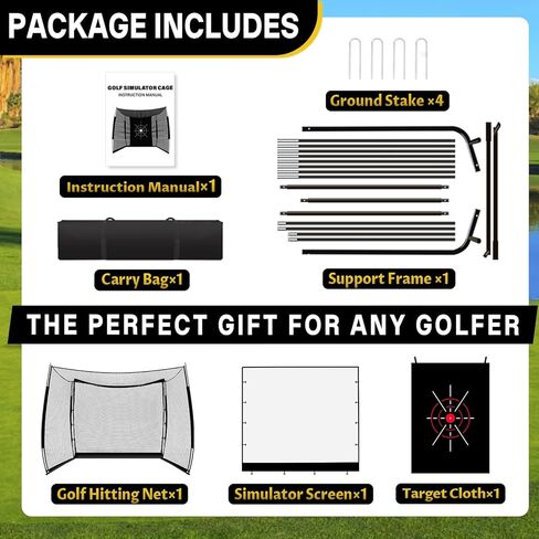 Golf Net with Impact Screen, 11x8FT Spacious Golf Practice Net for Backyard, Heavy Duty Hitting Cage for Swing Driving, Indoor Outdoor Home Garage in Saudi Arabia