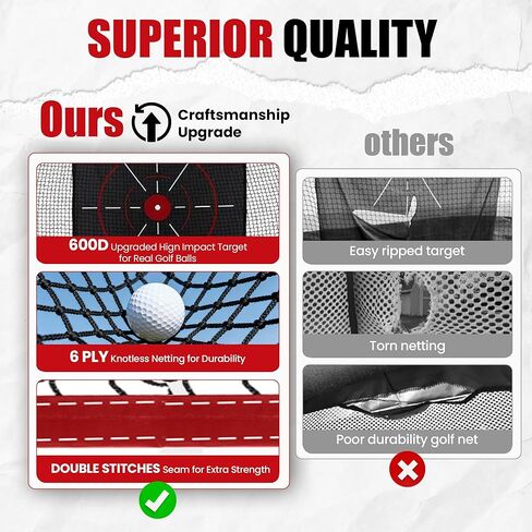 شبكة جولف، شبكة ضرب شديدة التحمل مقاس 10 × 7 أقدام للقيادة في الفناء الخلفي الداخلي والخارجي، تتضمن هدفًا وحقيبة حمل وكرات وهدايا جولف مثالية للرجال والأب وله in Kuwait