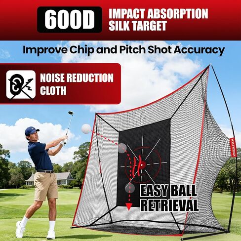 شبكة جولف، شبكة ضرب شديدة التحمل مقاس 10 × 7 أقدام للقيادة في الفناء الخلفي الداخلي والخارجي، تتضمن هدفًا وحقيبة حمل وكرات وهدايا جولف مثالية للرجال والأب وله in Kuwait