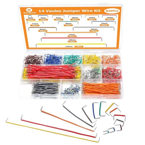 840 Pcs Breadboard Jumper Wires Kit, 14 Vaules 2-125mm Solderless Flexible Connecting Cables, Breadboard Connecting Line Cables, Pre-Stripped & Pre-Formed Right Angles, for Arduino, PCB Circuit Boards in Saudi Arabia