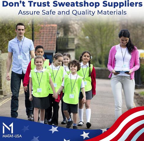 Mata1-USA Flat Safety Lanyard, Detachable ID Lanyards (Blue, 36 Inch, 100 Pack, Polypropylene), Comfort Woven Lanyard for ID Badges in Kuwait