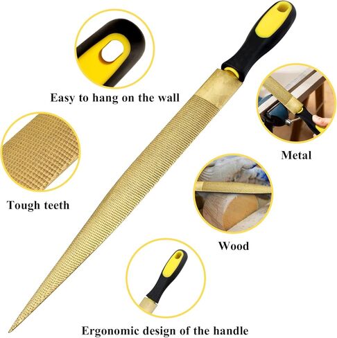 مبرد خشبي، مجموعة مبرد إبرة مبرد خشبي للخشب، أدوات مبرد عرموش خشبية، مبرد خشبي مدبب ذهبي مع مقبض مطاطي في حقيبة هدايا لنحت عبوتين (6 * 8 بوصة) in Kuwait