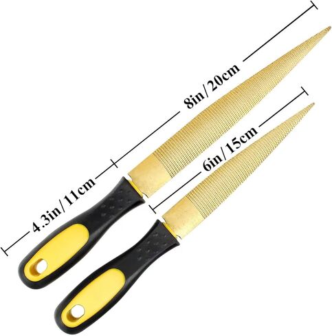 مبرد خشبي، مجموعة مبرد إبرة مبرد خشبي للخشب، أدوات مبرد عرموش خشبية، مبرد خشبي مدبب ذهبي مع مقبض مطاطي في حقيبة هدايا لنحت عبوتين (6 * 8 بوصة) in Kuwait