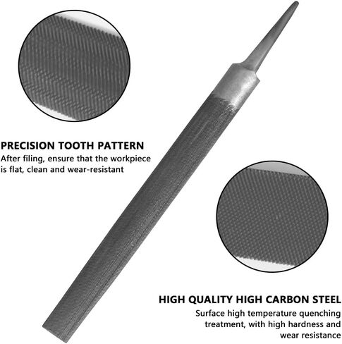 مبرد KALIM مسطح ونصف مستدير متوسط ​​القطع مكون من قطعتين، أسنان مزدوجة القطع، طول 15.24 سم، مصنوع من الفولاذ عالي الكربون، مبرد يدوي بدون مقبض مناسب للخشب والمعادن والشحذ وما إلى ذلك. in Kuwait