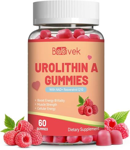 مضغ Urolithin A، ملحق Urolithin A+ مع NAD+، CoQ10، ريسفيراترول، PQQ لدعم الميتوكوندريا، قوة العضلات وطول العمر، نباتي، خالي من السكر، قابل للمضغ 60 قيراط in Kuwait