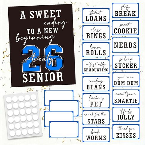 Graduation Candy Bar Signs - Blue Sliver Graduation Candy Buffet Labels Set for Grad Party - 2026 Graduation Party Dessert Food Decorations -A02 in Saudi Arabia