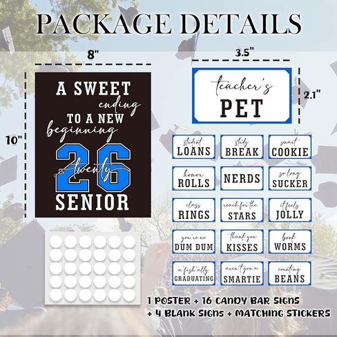 Graduation Candy Bar Signs - Blue Sliver Graduation Candy Buffet Labels Set for Grad Party - 2026 Graduation Party Dessert Food Decorations -A02 in Saudi Arabia