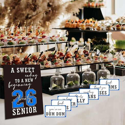 Graduation Candy Bar Signs - Blue Sliver Graduation Candy Buffet Labels Set for Grad Party - 2026 Graduation Party Dessert Food Decorations -A02 in Saudi Arabia