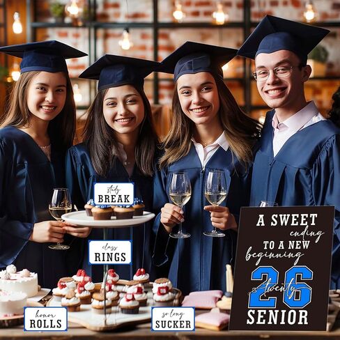 Graduation Candy Bar Signs - Blue Sliver Graduation Candy Buffet Labels Set for Grad Party - 2026 Graduation Party Dessert Food Decorations -A02 in Saudi Arabia