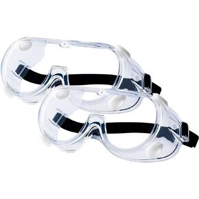 2-Pack Safety Goggles, Anti-Fog Lab Goggles, Over Glasses Safety Glasses for Chemistry Lab, Mowing, Woodworking, Painting, Construction, Industrial Use