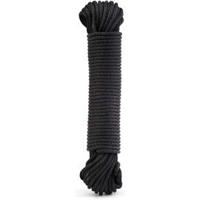 Rope Ratchet 1/8", 50 ft Solid Braided Polypropylene Rope, Heavy Duty, All Purpose, Utility Cord Tie Down Rope for Camping, Tie, Pull, and Knot, Indoor and Outdoor Use - Black