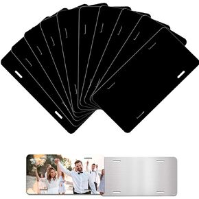 10 Pack 0.65mm Black Aluminum License Plate Blanks for Custom Design Work - Automotive License Plates for Vinyl, UV Printing, Laser Engraving Personalized Metal Car Tags,6X12 Inch (10 Pack)