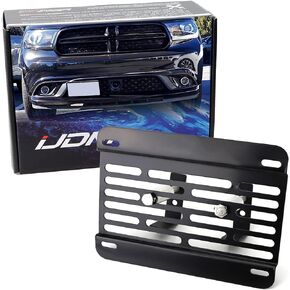 iJDMTOY No Drill Front Grille Mesh Mount License Plate Relocator Kit Compatible with Challenger Charger Durango Grand Cherokee w/Diamond Shape Lower Bumper Grill Mesh/Insert