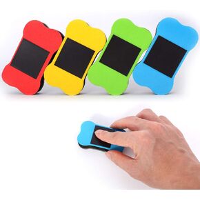 Magnetic Dry Erasers for Dry Erase Pens and Markers. Ideal for Kids, Home, School and Office (4 Pack Small)
