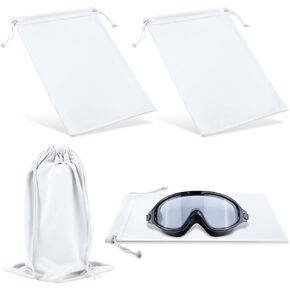 4pcs Ski Goggle Cover Bags, 10.6x7.1 Inch Snow Goggle Pouch Case with Drawstring Eyeglasses Lens Storage Accessories