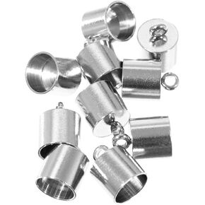 Craft County 10 Pieces 12mmX7mm and 13mmX8mm, Stainless Steel Silver Smooth Cord End Caps Finding DIY Supplies (13mm X 8mm)
