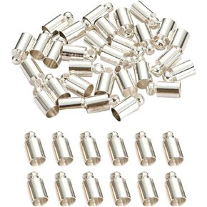 200 Pieces Round Cord End Caps with Loop Crimp Cap for String Suede Leather Cord Stopper DIY Necklace Bracelet Connectors Jewelry Findings Tassel Making (3 * 8mm,Gold)