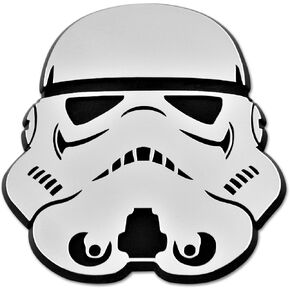 SW Stormtrooper Pilot Helmet Plastic Auto Emblem - [Silver][3'' x 3 1/4'']