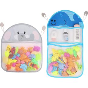 Youngever 2 Pack Bath Toy Organizer, Net for Bathtub Toys, Bathroom Storage, Elephant and Whale Design