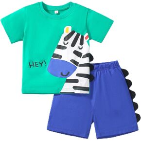 Colorful House Cartoon Outfit Set T-Shirt and Short for Little Kids