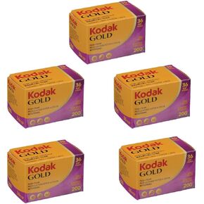 Kodak Kodacolor Gold 200 35mm Color Negative Roll Film, 200 ISO, 36 Exposure, 5-Pack