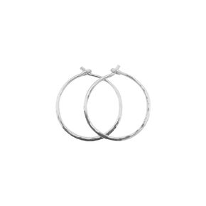 5/8 Inch Thin Small Sterling Silver Lightly Hammered Sleeper Hoop Earrings