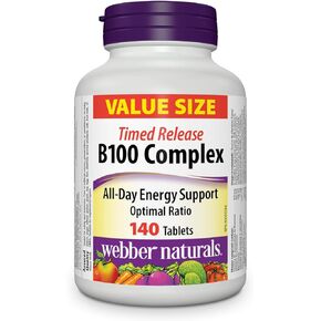 Webber Naturals Vitamin B100 Complex Time Release, 140 Tablet