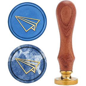 CRASPIRE Wax Seal Stamp Plane Vintage Sealing Wax Stamps Paper 25mm Removable Brass Head Sealing Stamp with Wooden Handle for Halloween Wedding Invitations Christmas Xmas Party Gift Wrap