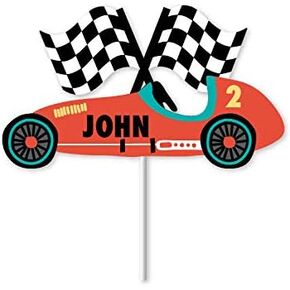 Vintage Race Car - Custom Name Cake Topper | Race Car Birthday Party Decorations | Race Car Cupcake Topper | Personalized Name Cake Topper | Race Car Themed Party