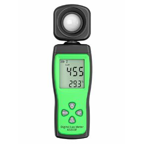AS803 Smart Digital Light Meter 1-200000 Lux Auto Measurement Lumen Checker Tools with High Accuracy 180D Rotatable Sensor and LCD Display (Come with User Manual but Battery NOT Included)