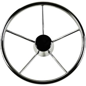 Marine City 304 Stainless Steel Corrosion Resistant 25 Degree 15-1/2 Inches 5 Spokes Polished Steering Wheel for Boat, Yacht (Dia :15-1/2 Inches)