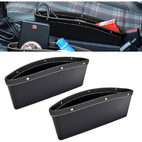 Fogfar 2 PCS Car Seat Storage Box, Car Seat Gap Filler, Car Pocket Organizer, Universal Organizer Storage Box, For Storing Keys, Coins, Phones, Cards, Pens (Beige)