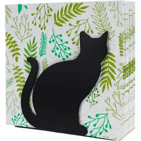 SOFFEE DESIGN Iron Vertical Cat Napkin Holder, Animal Shadow Napkin Stand Convenient Desktop Storage Decoration, Adorable Paper Towel Dispenser for Kitchen Countertops, Dining Table, Sitting Kitty