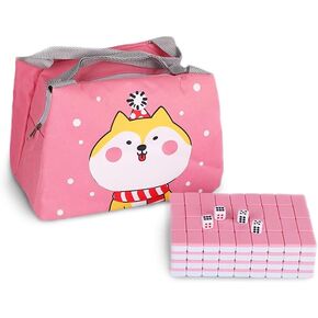 Chinese Mini Majiang 144 Melamine Tiles 1.0"(24MM) with Portable Travel Handbag Complete Mahjong Game Set - (Mah Jong, Mahjongg, Mah Jongg, Majiang, 中国麻将)