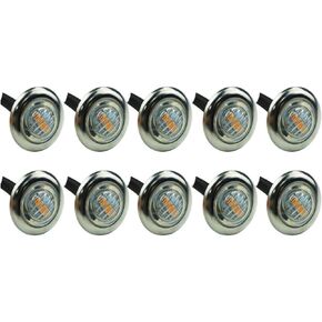 10pcs 3/4 inch Round Side 3pcs LEDs Marker Trailer Bullet License With Stainless Steel 304 Trim Ring Bezel Amber light+Clear lens