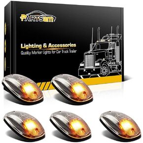 Partsam LED Cab Marker Roof Running Lights 5PCS Clear Lens 9LED Amber Top Lights Compatible with Dodge Ram 1500 2500 3500 4500 5500 2003-2018 SUV Truck Pickup RV
