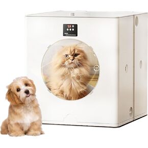 صندوق تجفيف الحيوانات الأليفة الأوتوماتيكي القابل للطي للقطط والكلاب الصغيرة، مجفف شعر القطط مع تحكم في درجة الحرارة ومؤقت قابل للتعديل، صندوق تجفيف ذكي للحيوانات الأليفة بـ 3 سرعات، سعة كبيرة 84 لتر in Kuwait