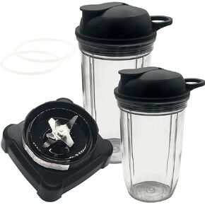 Replacement extractor blade with 18oz 24oz cup and spout lid for Ninja Professional 72oz Countertop Blender Ninja Professional 1000W Blender BL610 30/BL610 BRN 30/BL611C/CO610B/CO650B