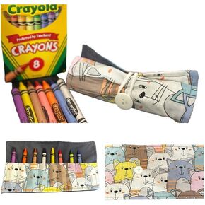 حقيبة قابلة للطي لحامل علبة أقلام التلوين من On the Go Crayons، تحمل من 9 إلى 18 لونًا مفضلاً، مثالية لإبقاء أطفالك منظمين وملهمين ومستمتعين - تتضمن 8 ألوان شمع! صناعة يدوية أمريكية (دينو، صغير) in Kuwait