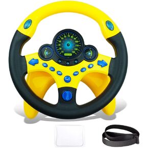 RedCrab Steering Wheel Car Driving Simulated Toy with Light and Music for Kids, Pretend Driving Seat Toys,Baby Electric Early Learning Educational Toys for Boys and Girls(Pink)