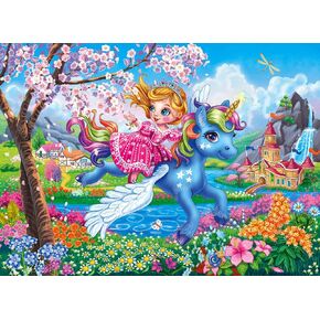 Puzzles for Kids Ages 4-8 Kids Puzzles Ages 6-8 Princess with Her Unicorn 100 Pieces Puzzle Toddler Children Learning Educational Game for Girl and Boy Jigsaw Puzzles Toys