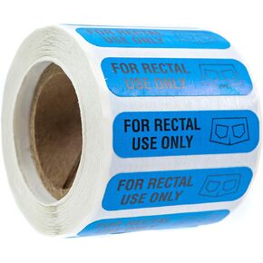 Red for Rectal Use Only Stickers / 500 Small Labels / 0.375" x 1.5" Fluorescent Red Permanent Adhesive Sticker