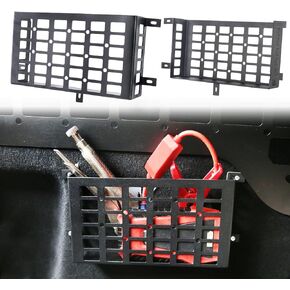 MAIKER 2 Pieces Universal Metal Car Storage Box Small Cargo Pocket Molle Panel Frame Storage System for Car Truck RV Boat Home Storage, Black